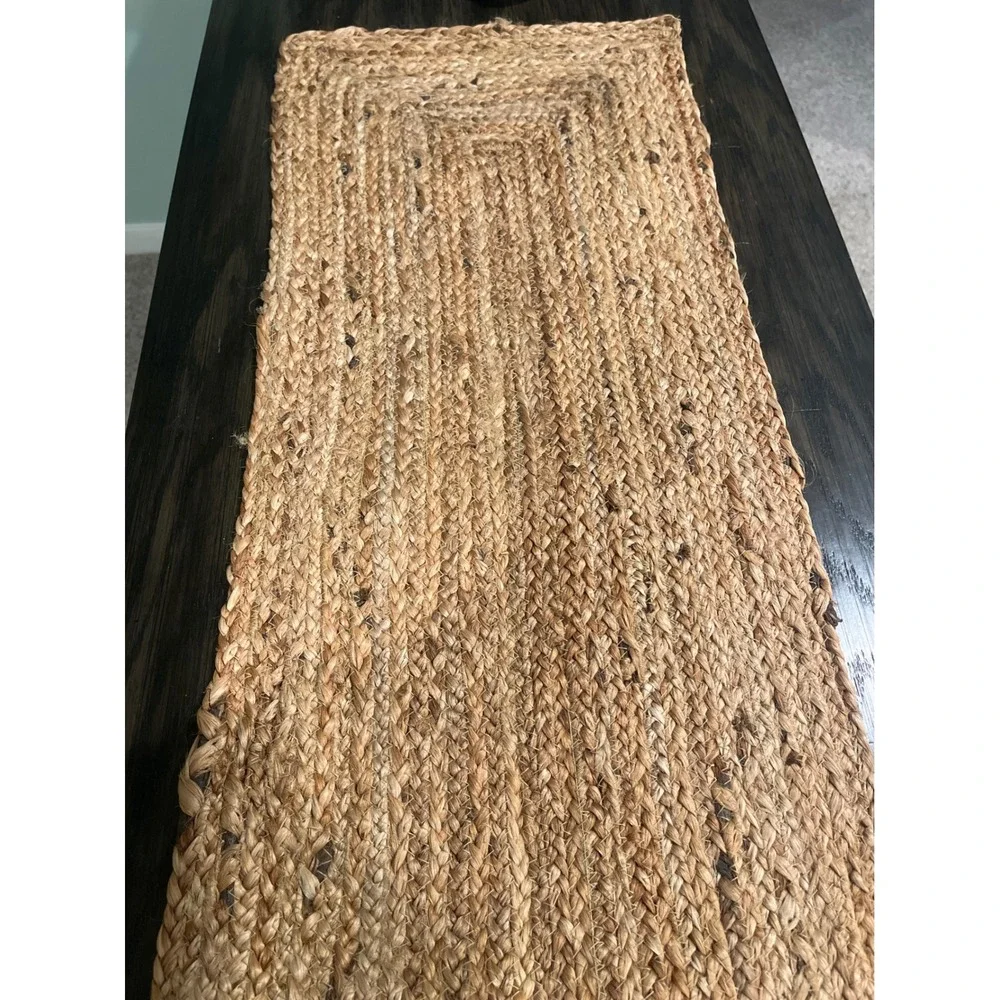Natural Braided Jute Table Runner 6ft x 13.5in Rustic Farmhouse Boho Decor Tan